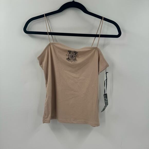 NWT Faded Rose tan butterfly ribbed tank top - Picture 1 of 6